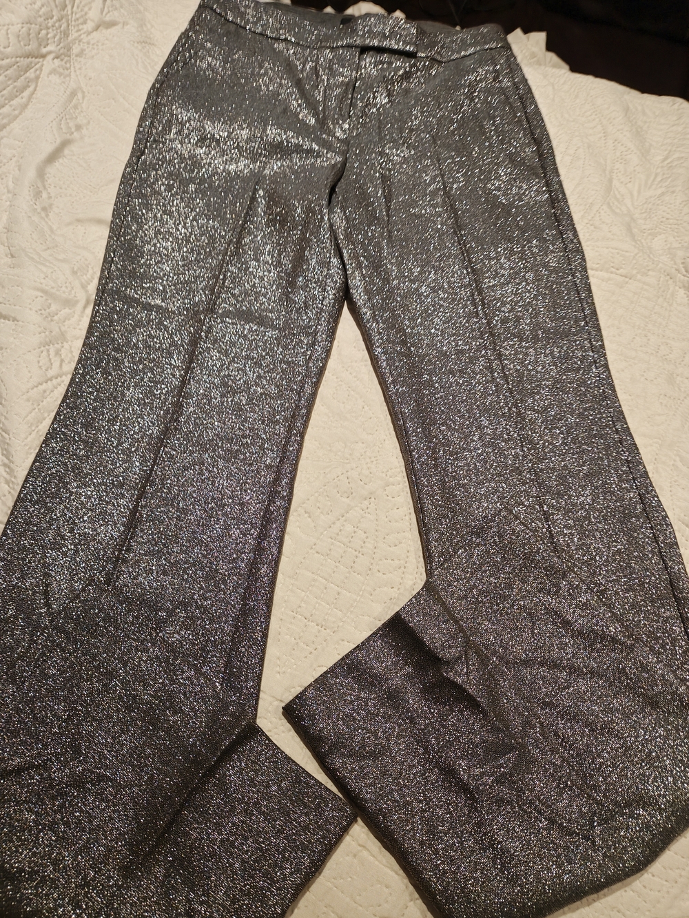 RIANI Silver Glitter Wide-Leg Pants Size 6